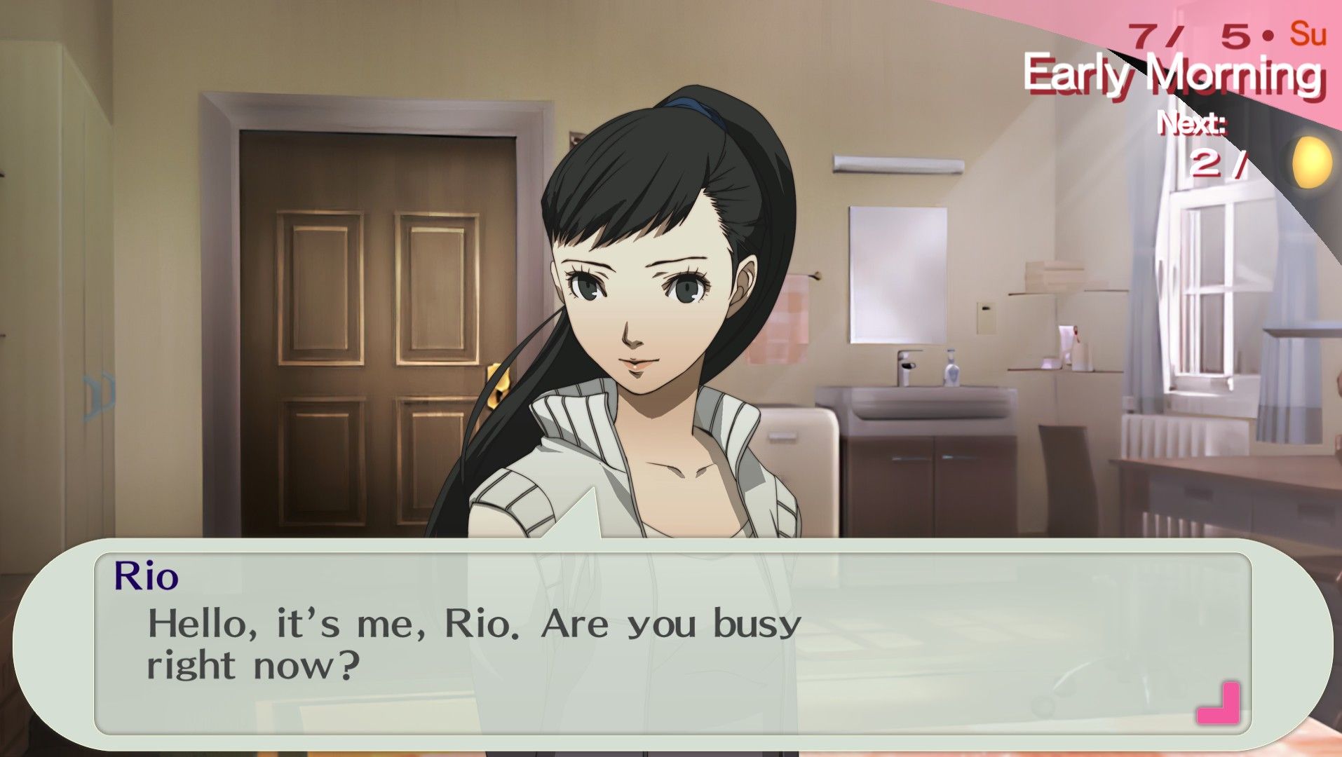 Rio calls the main character to ask if she wants to hang out in the portable version of persona 3