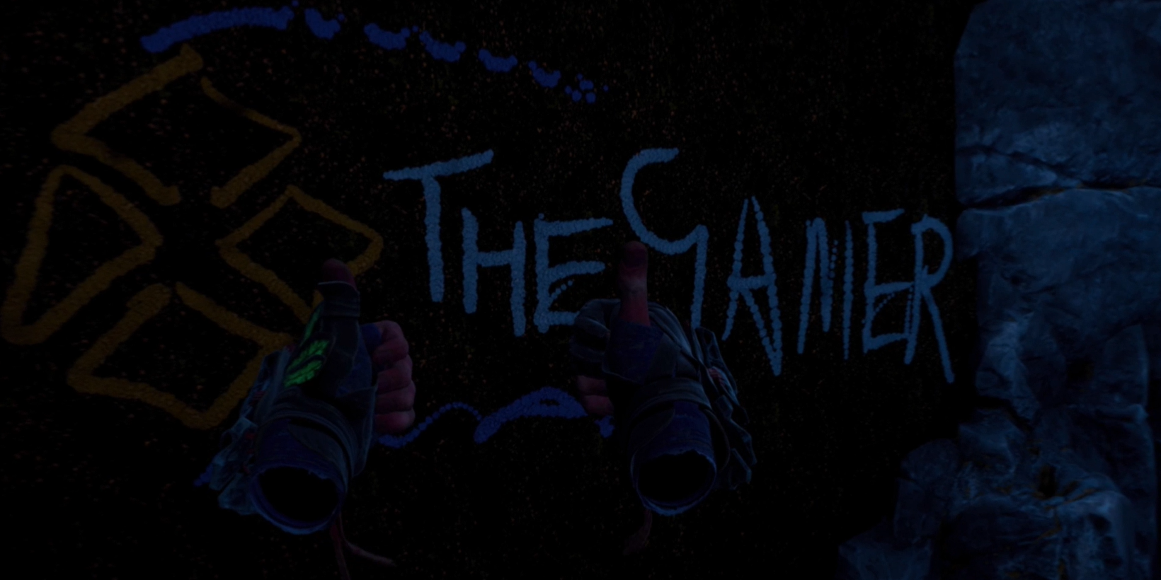 TheGamer painted on a wall in Horizon Call of the Mountain
