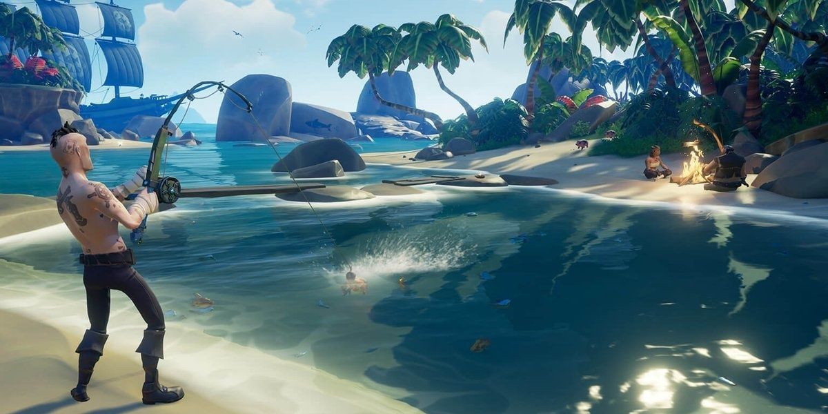Sea Of Thieves Fishing On A Beach