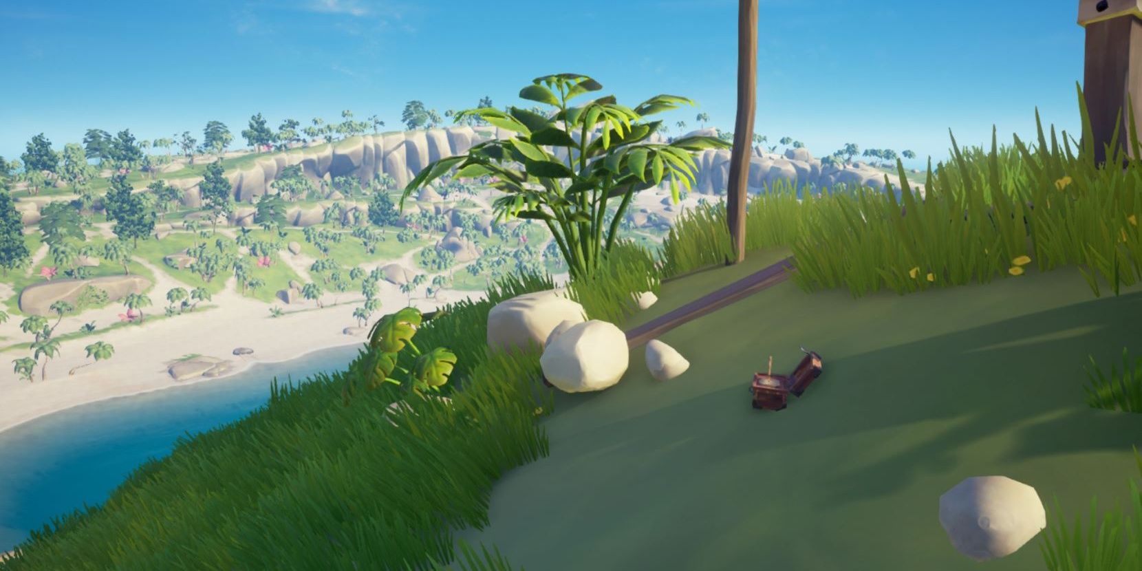 A music box on the beach during the Wild Rose tall tale in Sea of Thieves