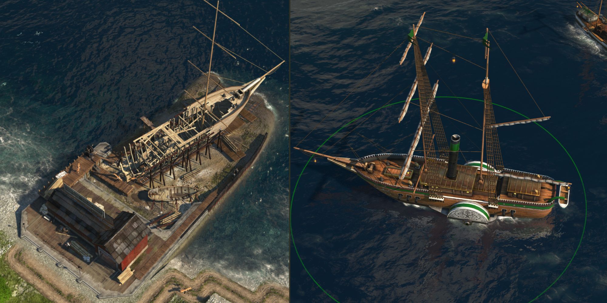 Ship building with an actual ship in in Anno 1800