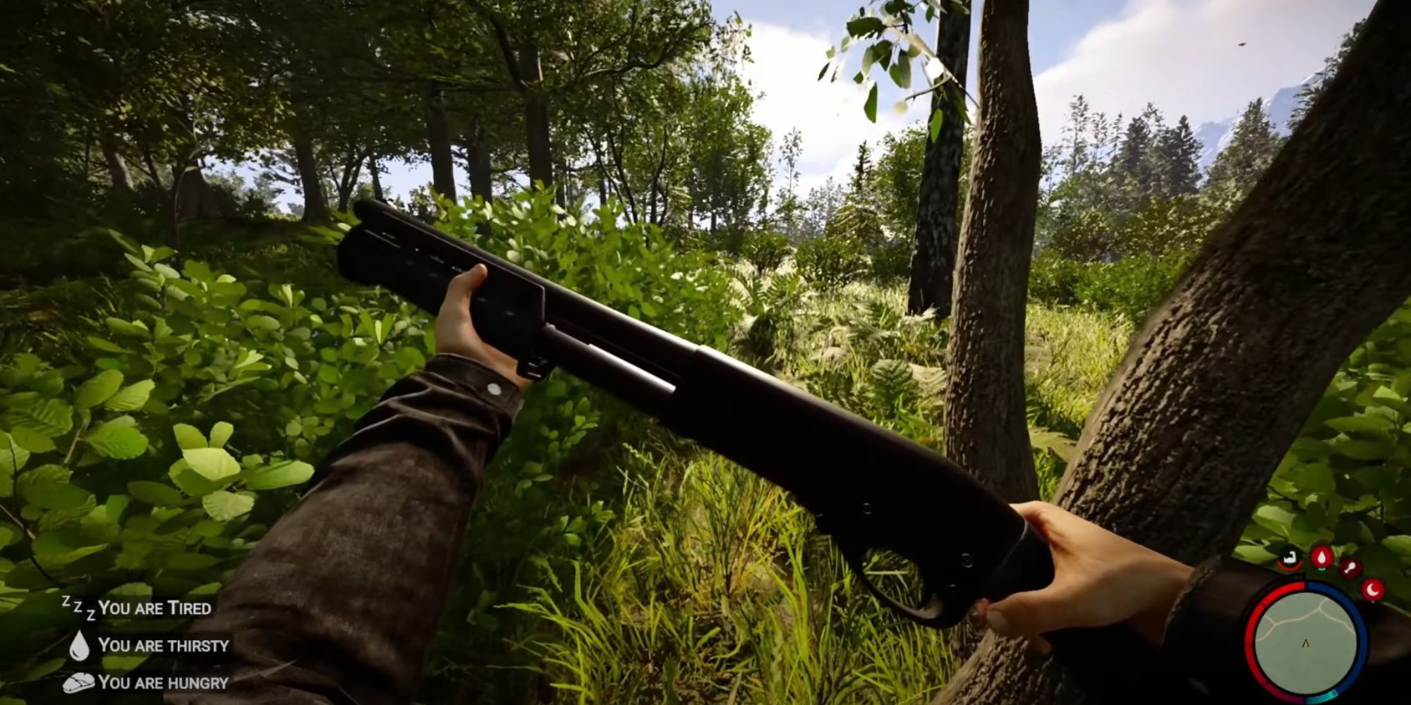 An image of the shotgun from Sons Of The Forest, a large ranged weapon that can slice through enemies. 