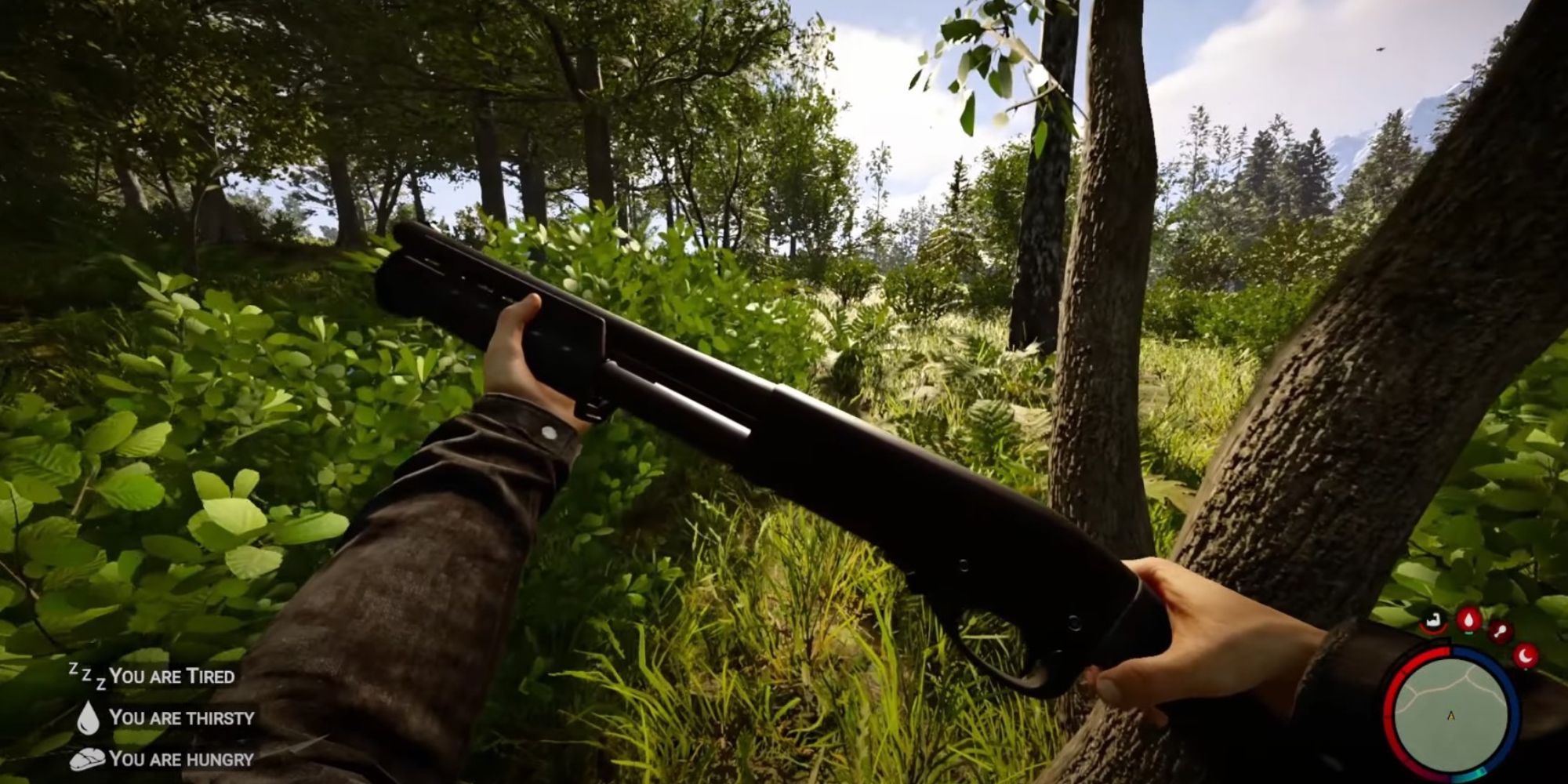 An image of the Shotgun from Sons Of The Forest, a large ranged weapon that can shred enemies. 