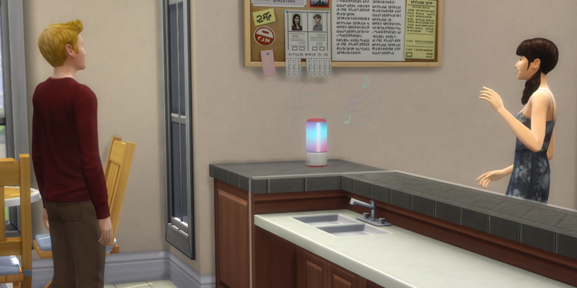 Sims 4 BFF house listening to the radio in the kitchen