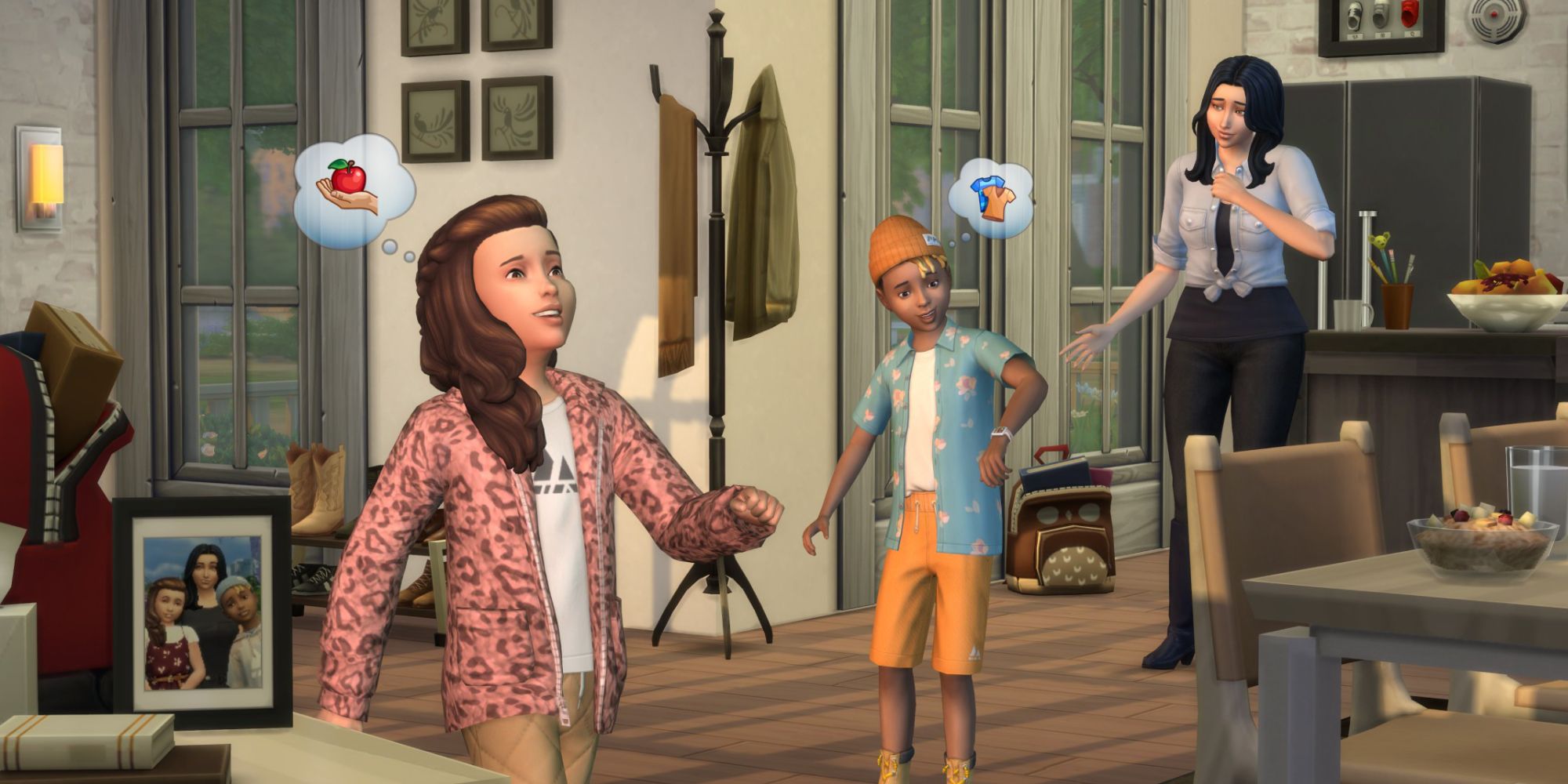 Sims 4 First Fits two sims in new outfits looking proud