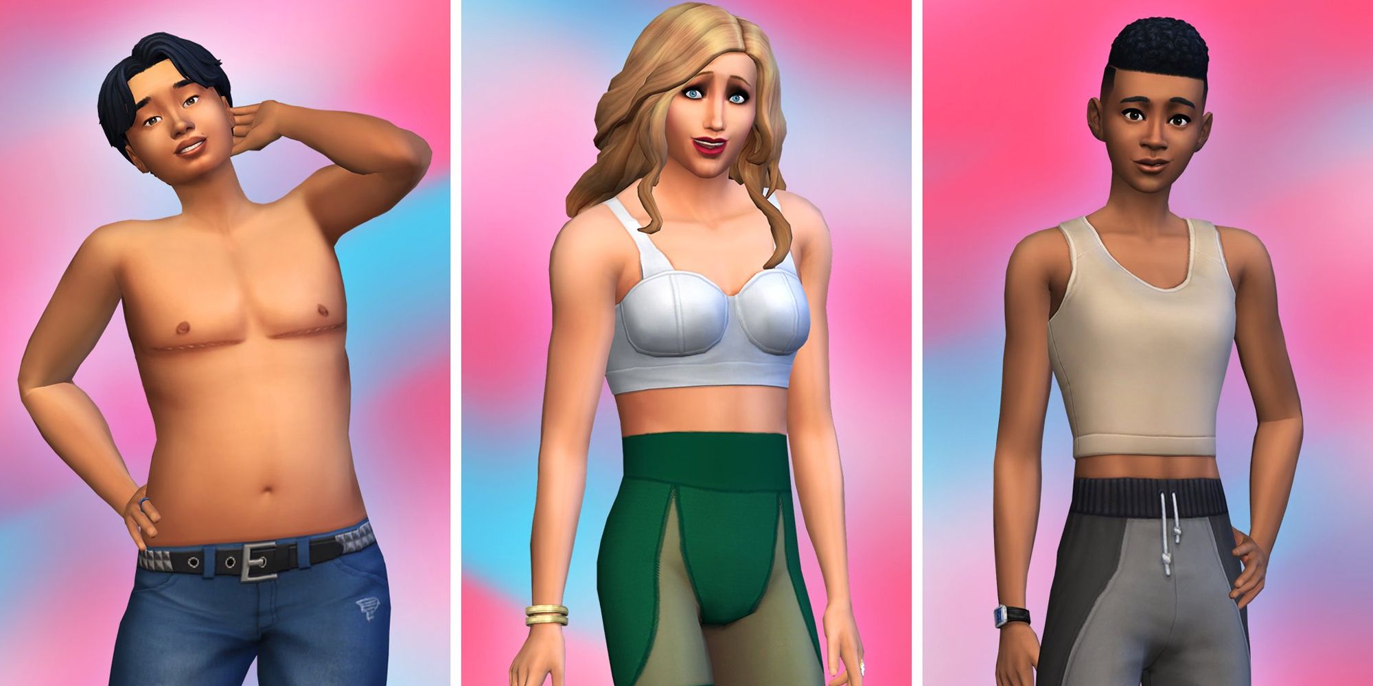 sims topless and wearing shapewear
