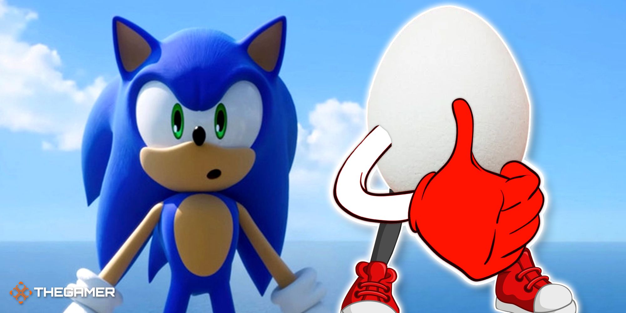 sonic and an egg giving a thumbs up