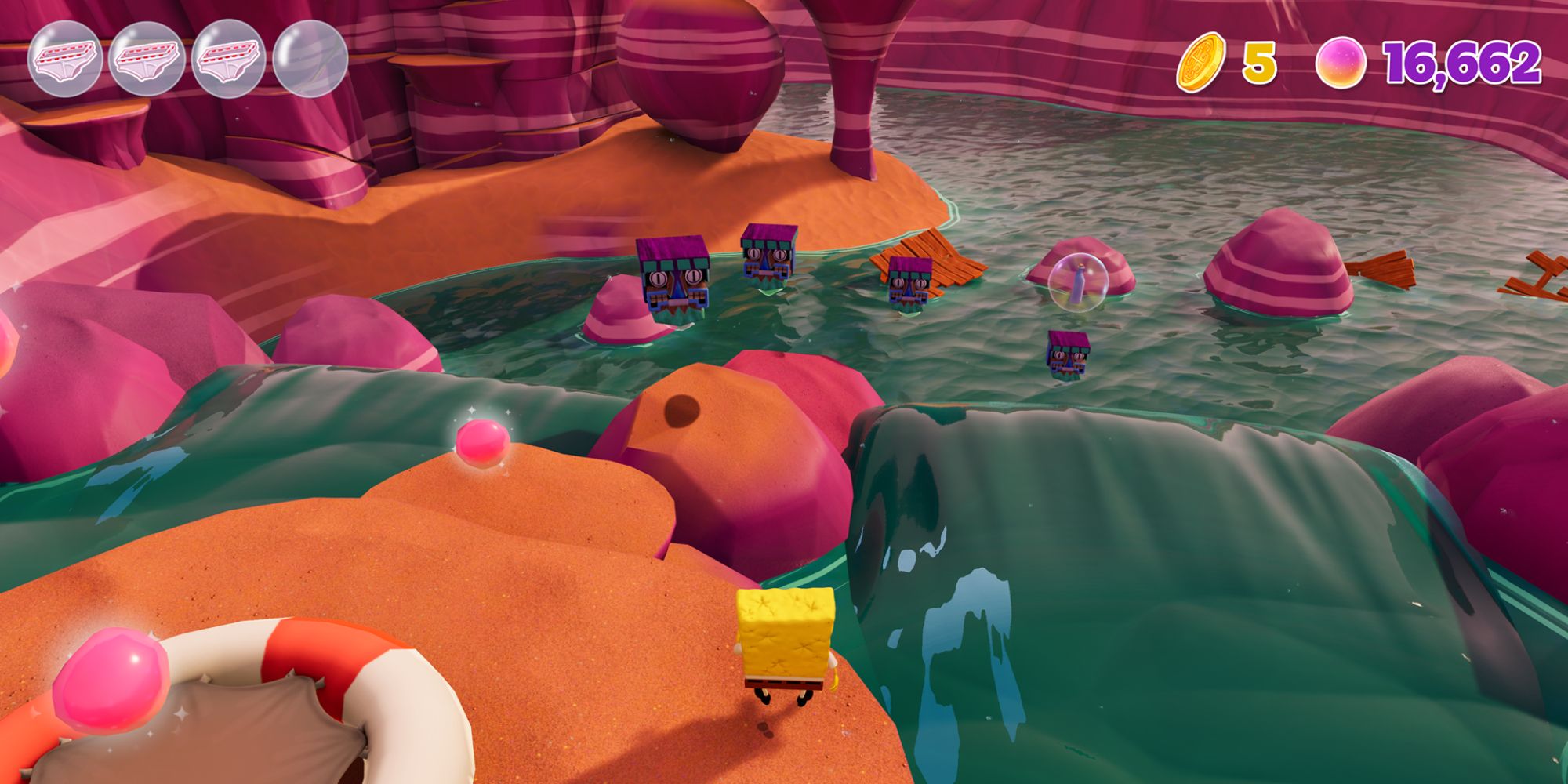 SpongeBob Cosmic Shake Screenshot Of Blocks Leading To Refreshment