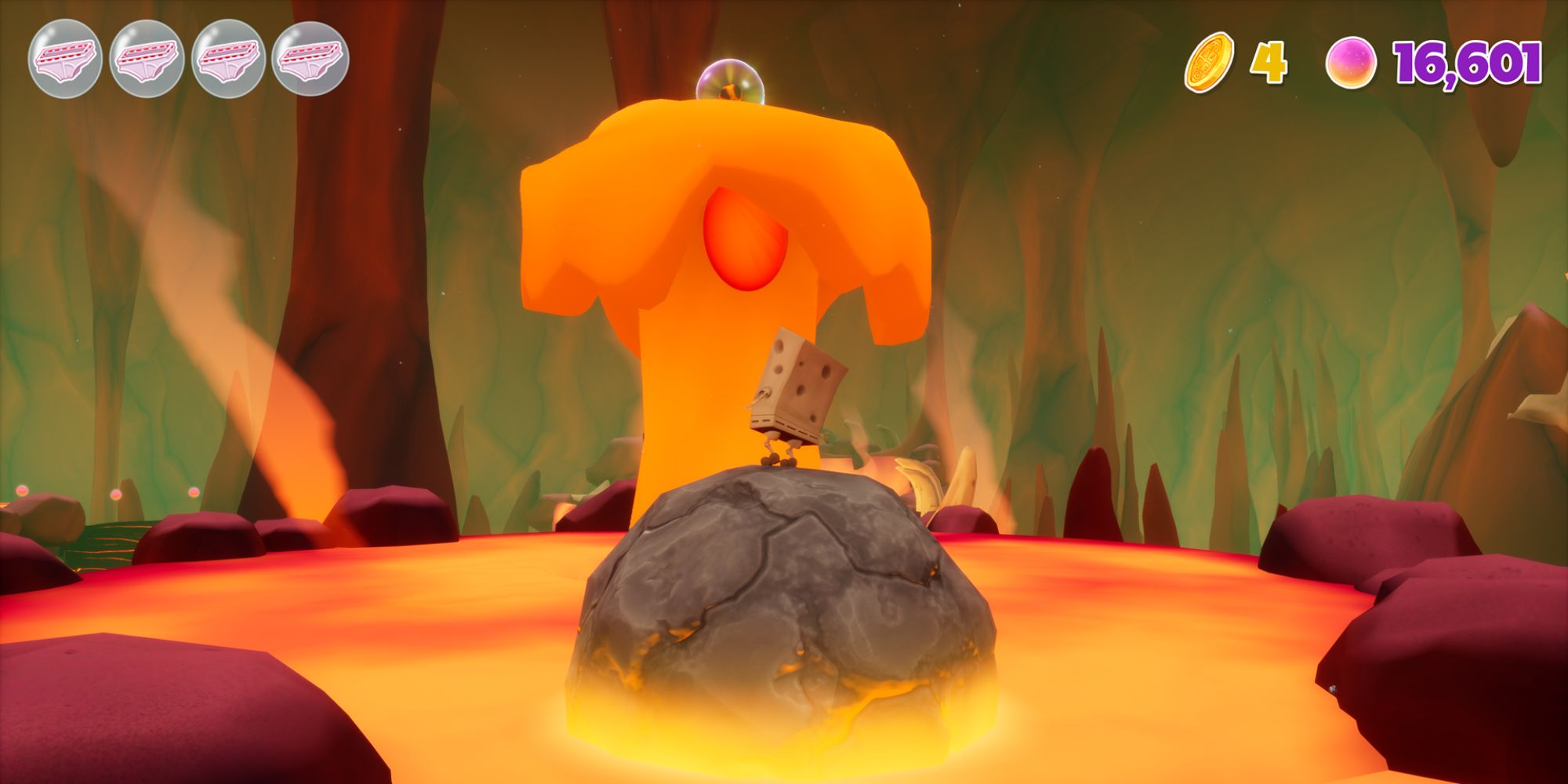 SpongeBob Cosmic Shake Screenshot Of Hot Object Atop Lava
