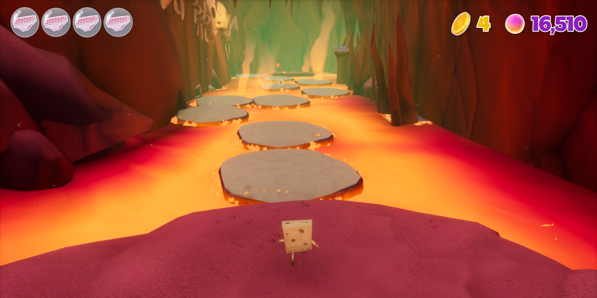 SpongeBob Cosmic Shake Screenshot Of Moving Platforms On Lava