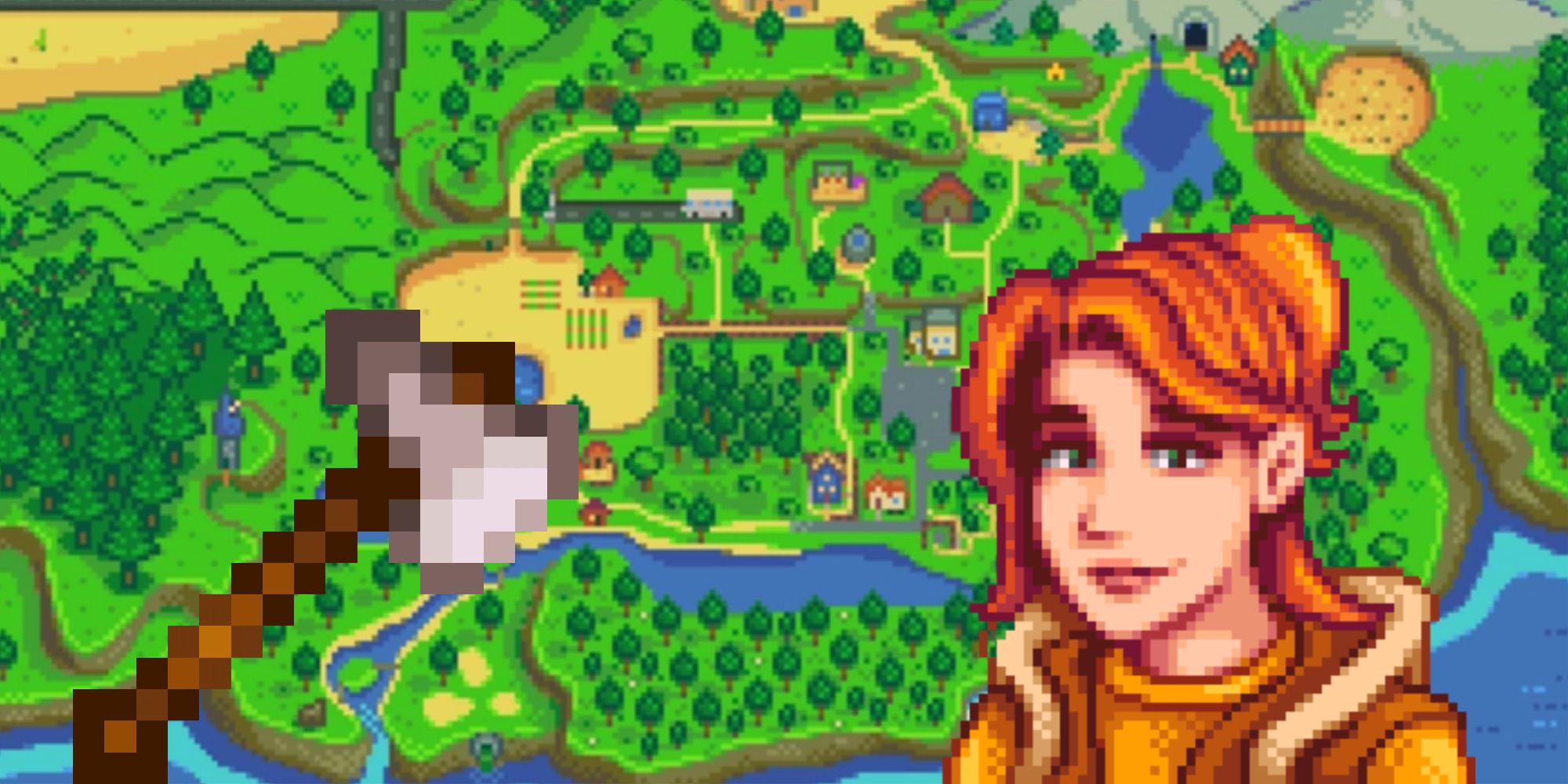 Stardew Valley Map with Robin and Axe Sprites