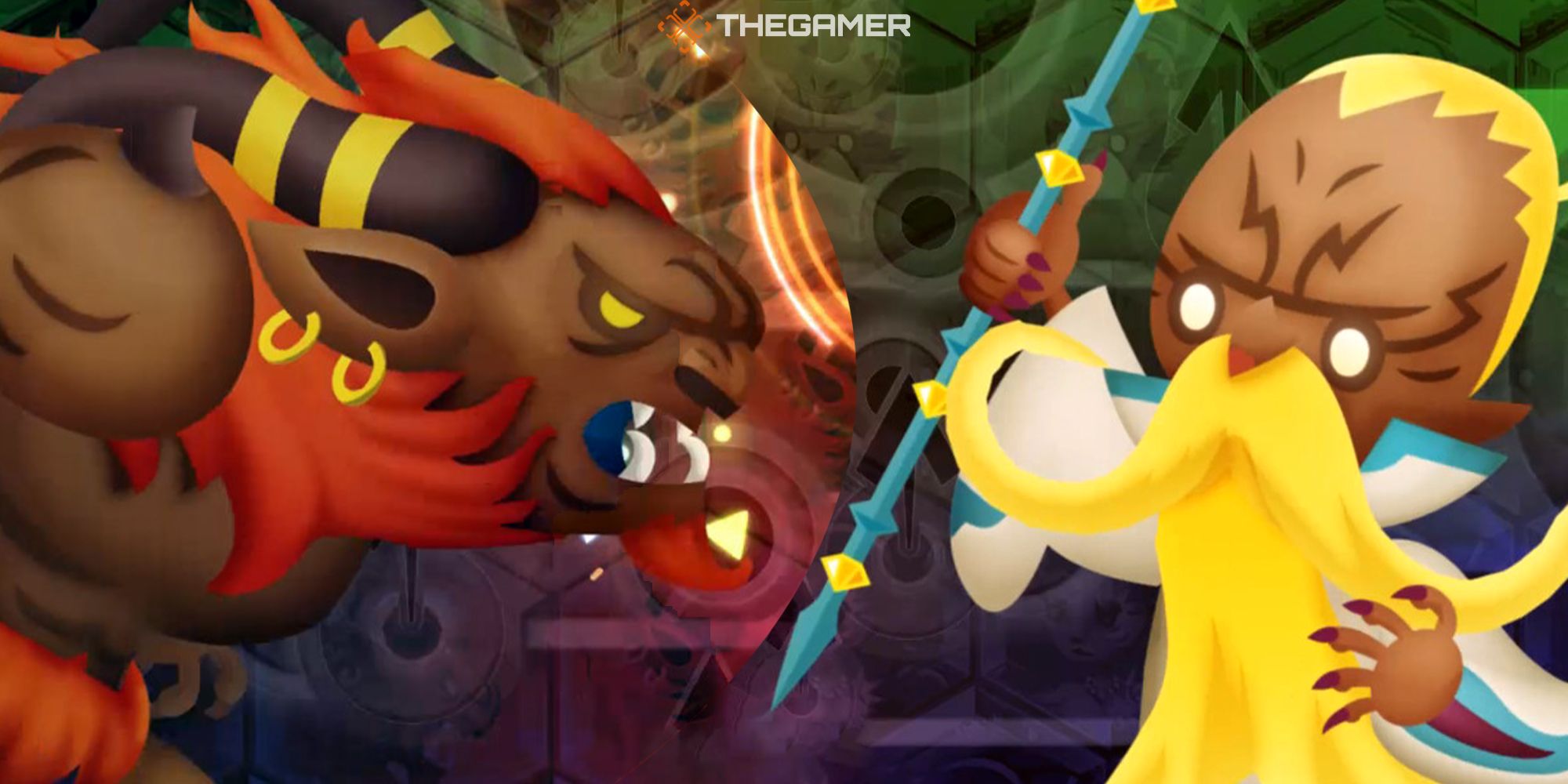 Ifrit and Ramuh face each other against a colorful background in Theatrhythm: Final Bar Line.