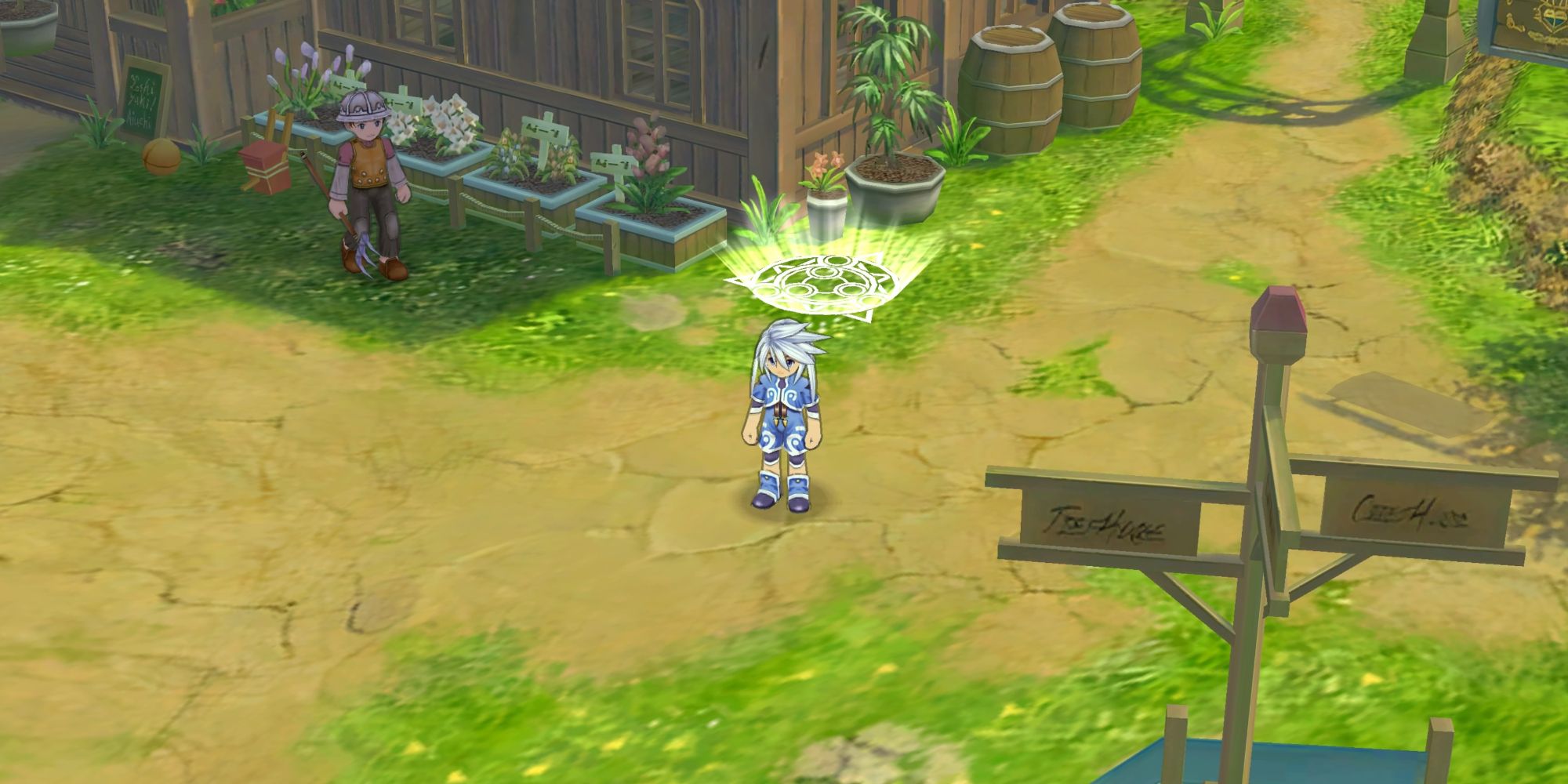 Controlling Genis when exploring the village of Iselia in Tales of Symphonia Remastered