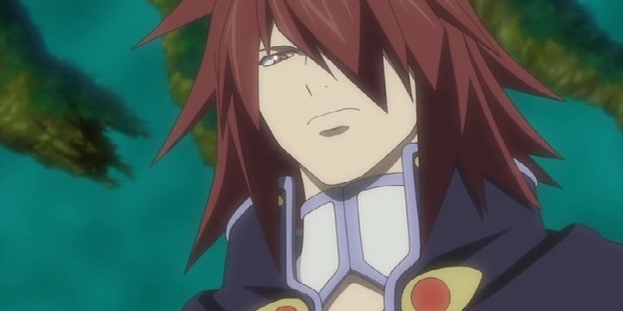 An image of Kratos from Tales of Symphonia, looking downward with an expression of anger.