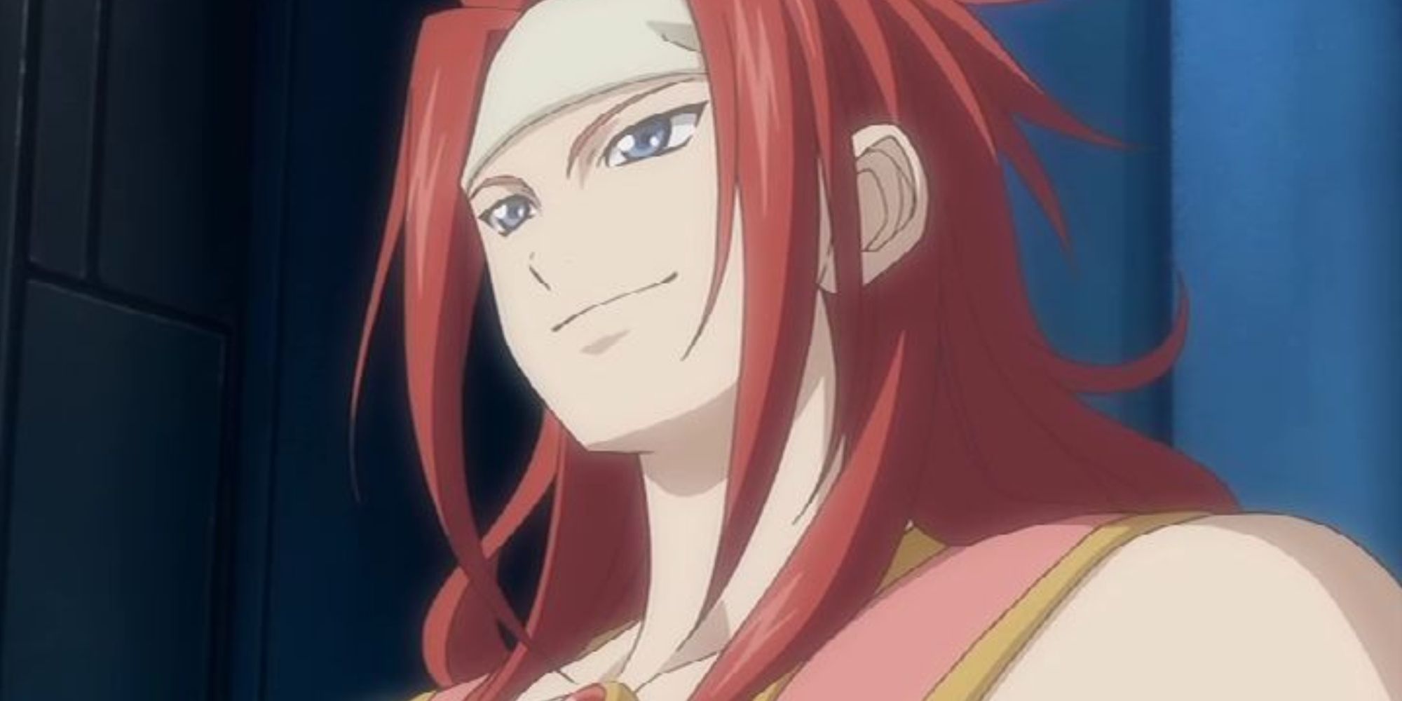 An image of Zelos from Tales of Symphonia Remastered, looking ahead with a grin on his face.