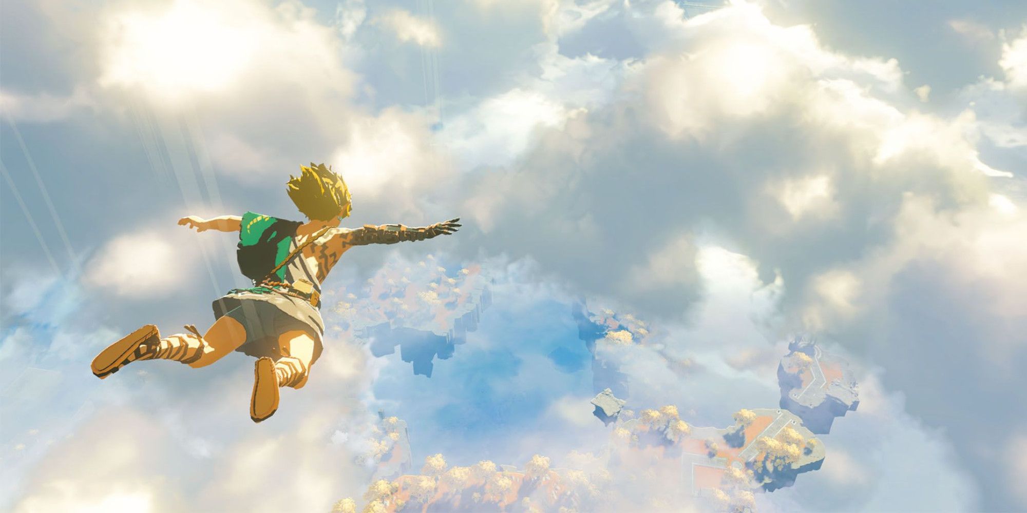 Link falling through the sky in The Legend Of Zelda: Tears of the Kingdom