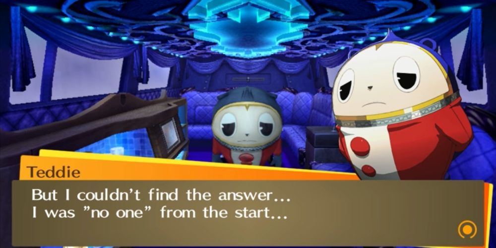 Teddie calling himself "no one" in The Velvet Room in Persona 4 Golden