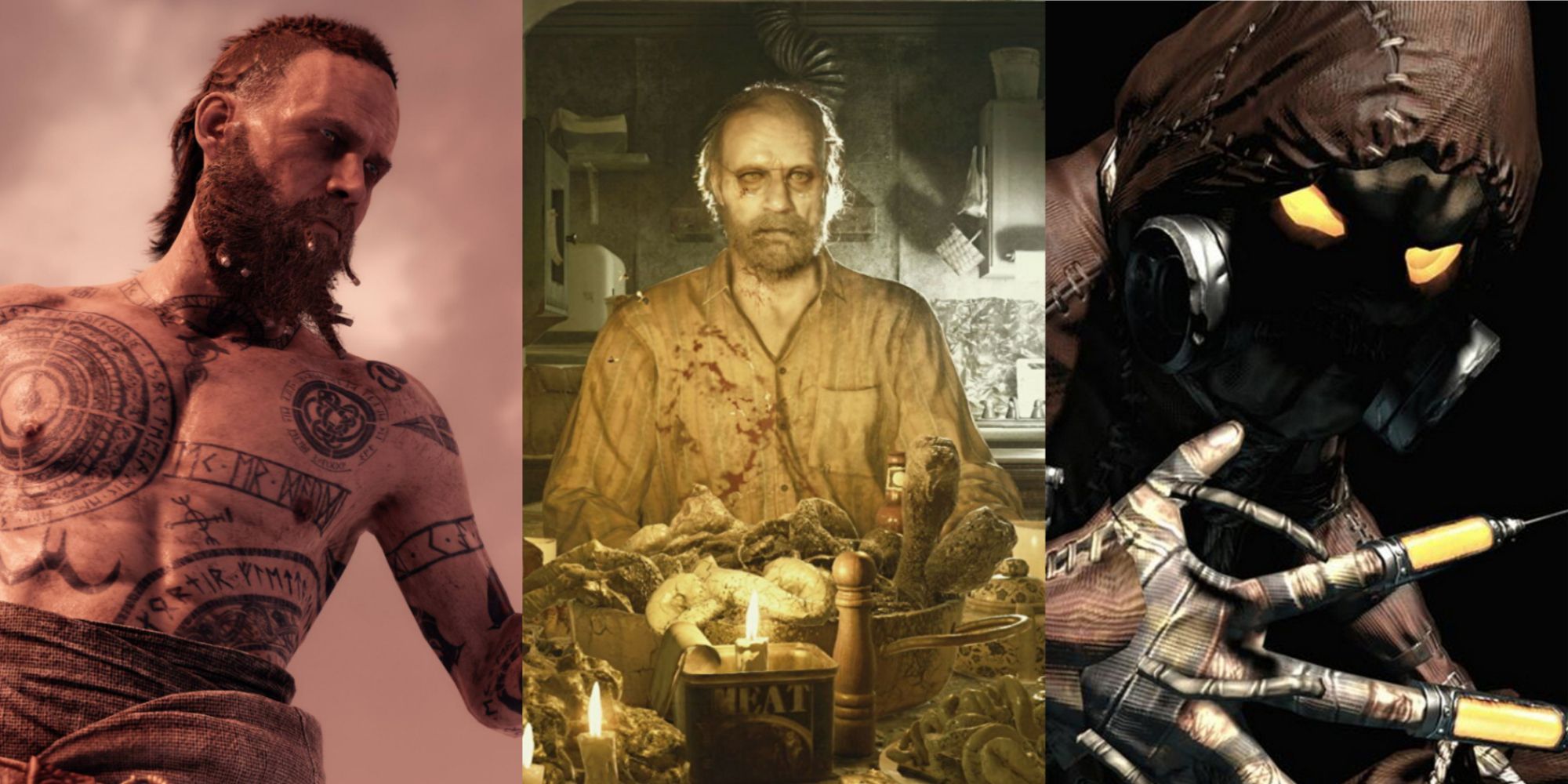 Baldur from God of War (2018), The Baker Family from Resident Evil 7, Scarecrow from Batman: Arkham Asylum