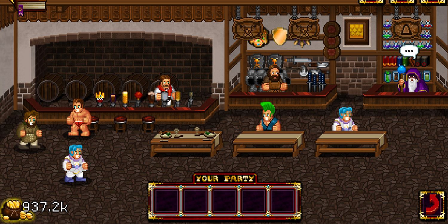A pixel art style tavern