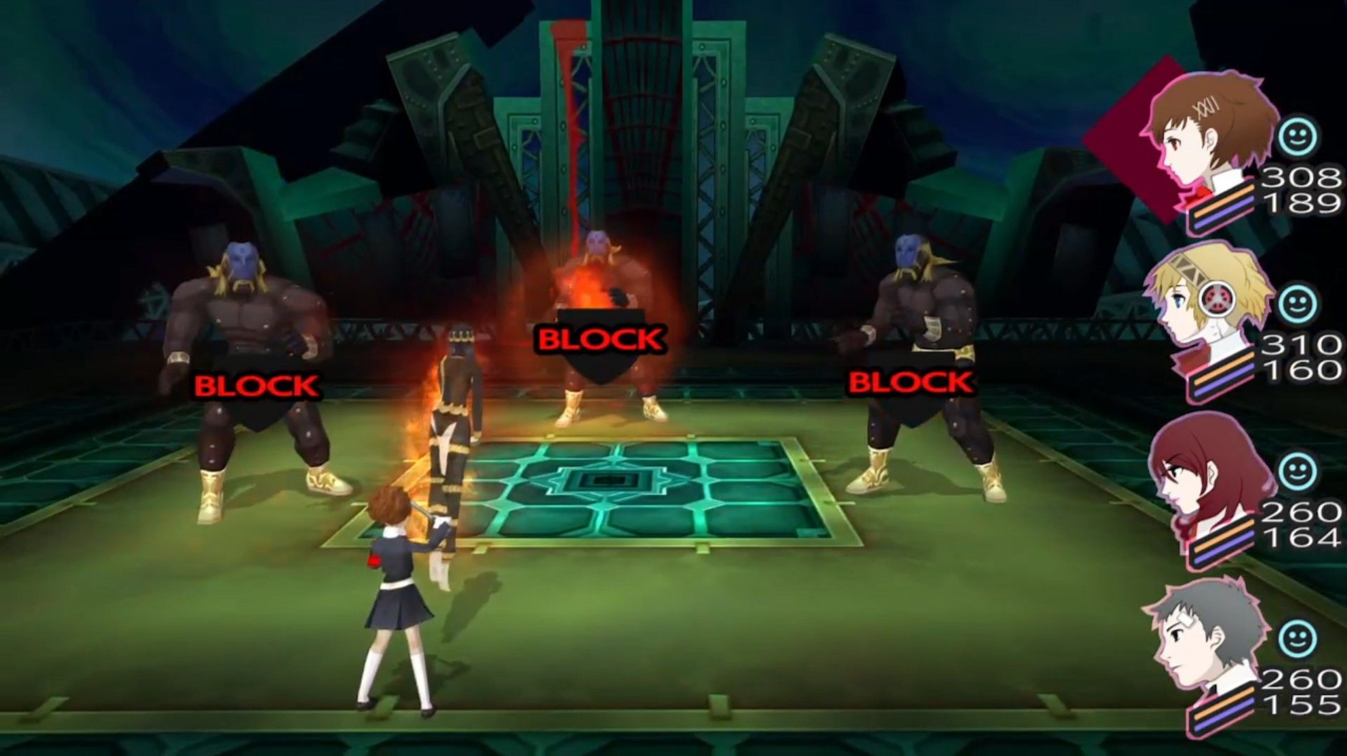 три яростных тени гига, блокирующие урон от огня в Persona 3 Portable