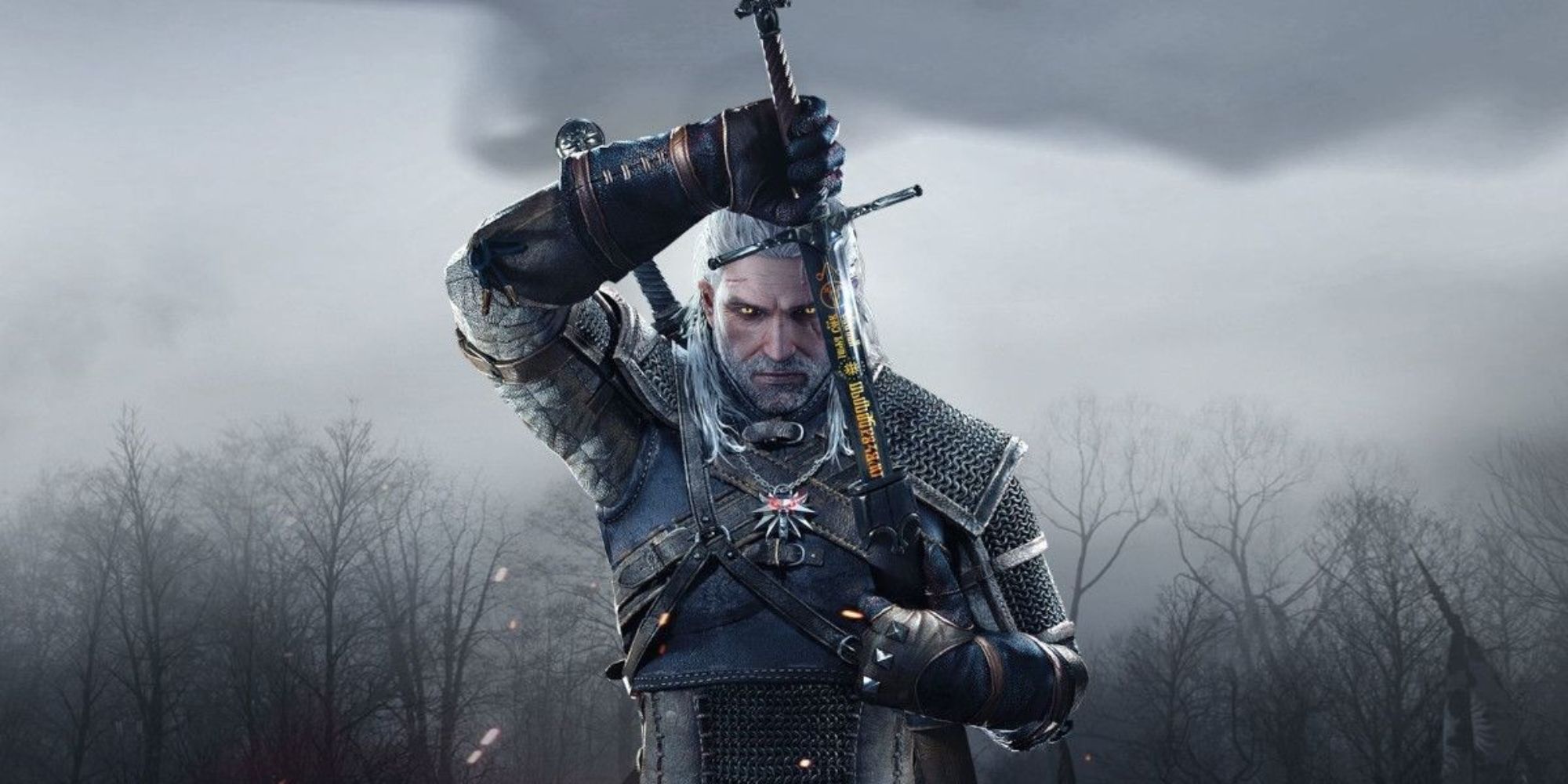 The Witcher 3 Promo Image Of Geralt Pulling Out Sword