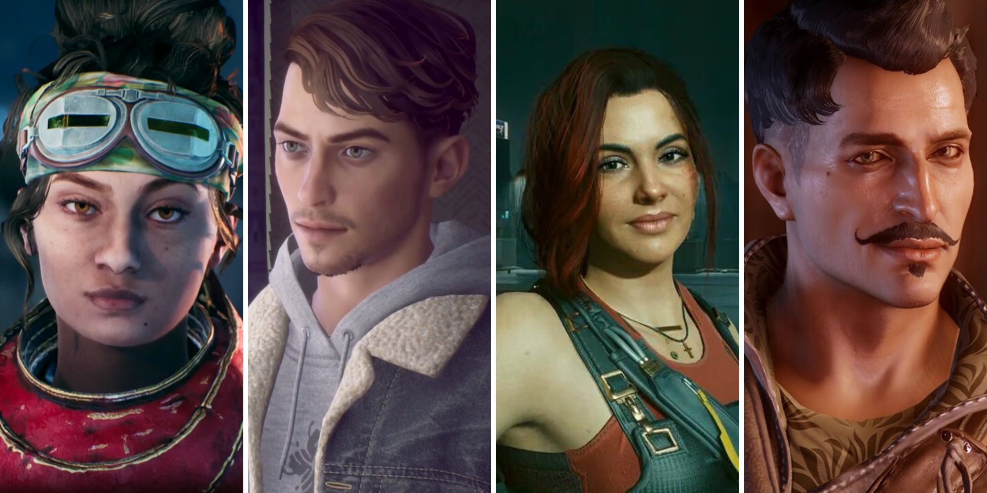 Parvati - Outer Worlds; Tyler - Tell Me Why; Claire - Cyberpunk 2077; Dorian - Dragon Age Inquisition