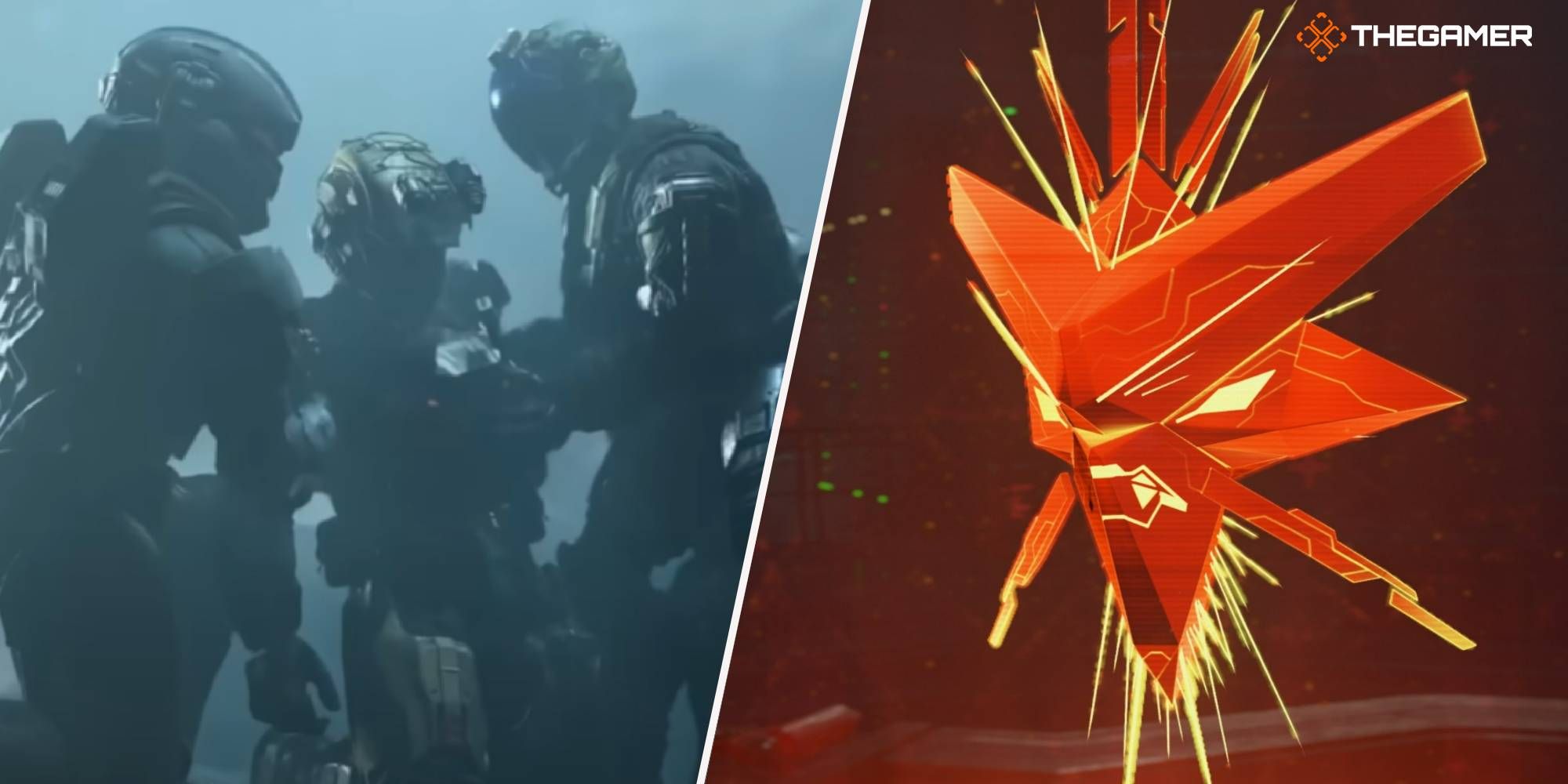 Split image of Halo Infinite Spartans and Banished AI Iratus