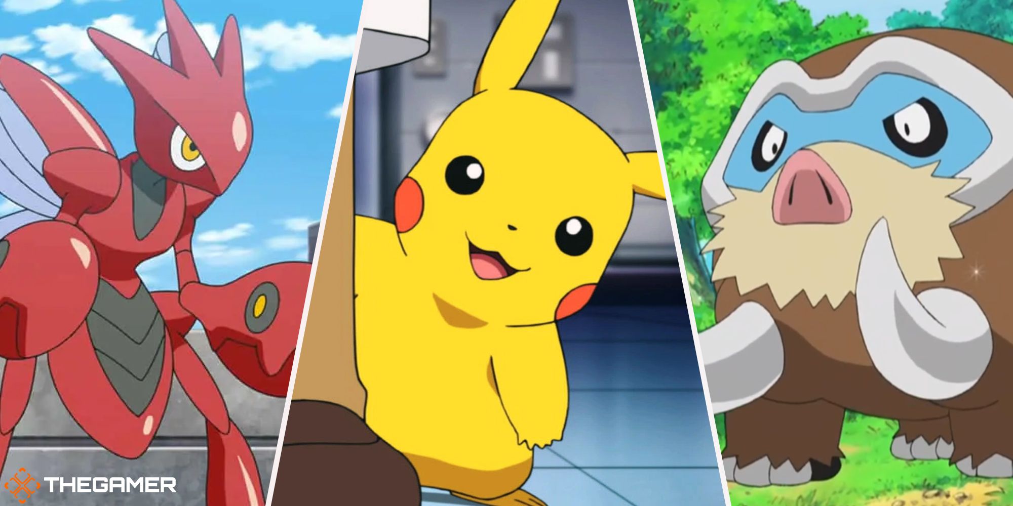 Three Pokemon, split image