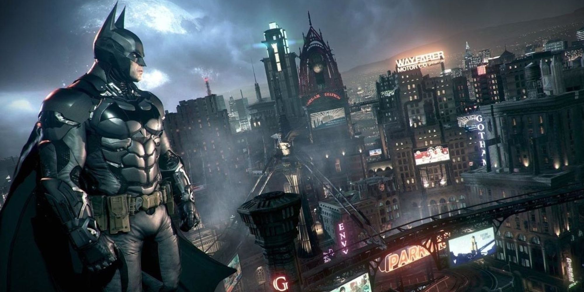 Batman looking over Gotham City