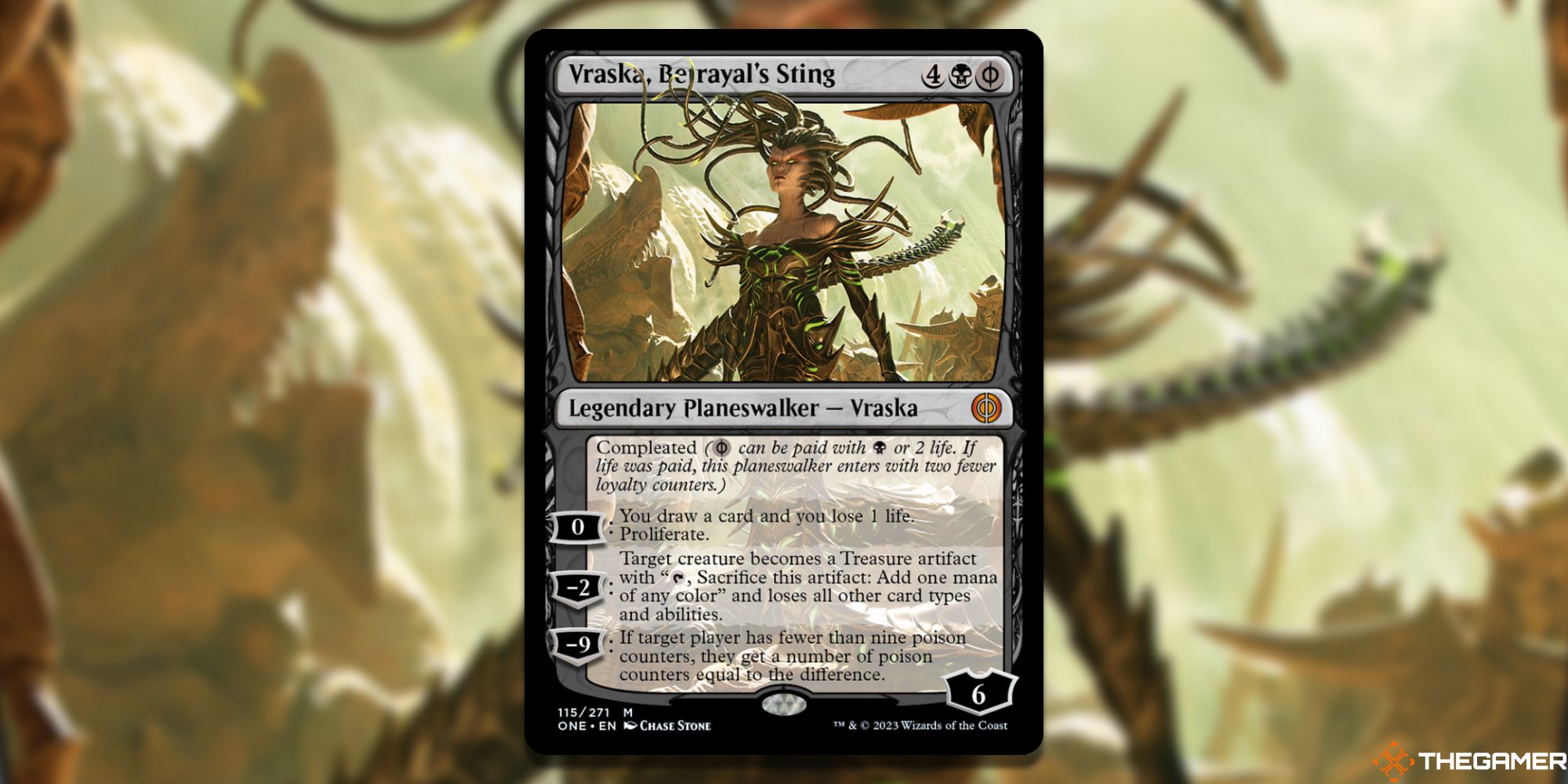 The card Vraska, Betrayal's Sting from Magic: The Gathering.