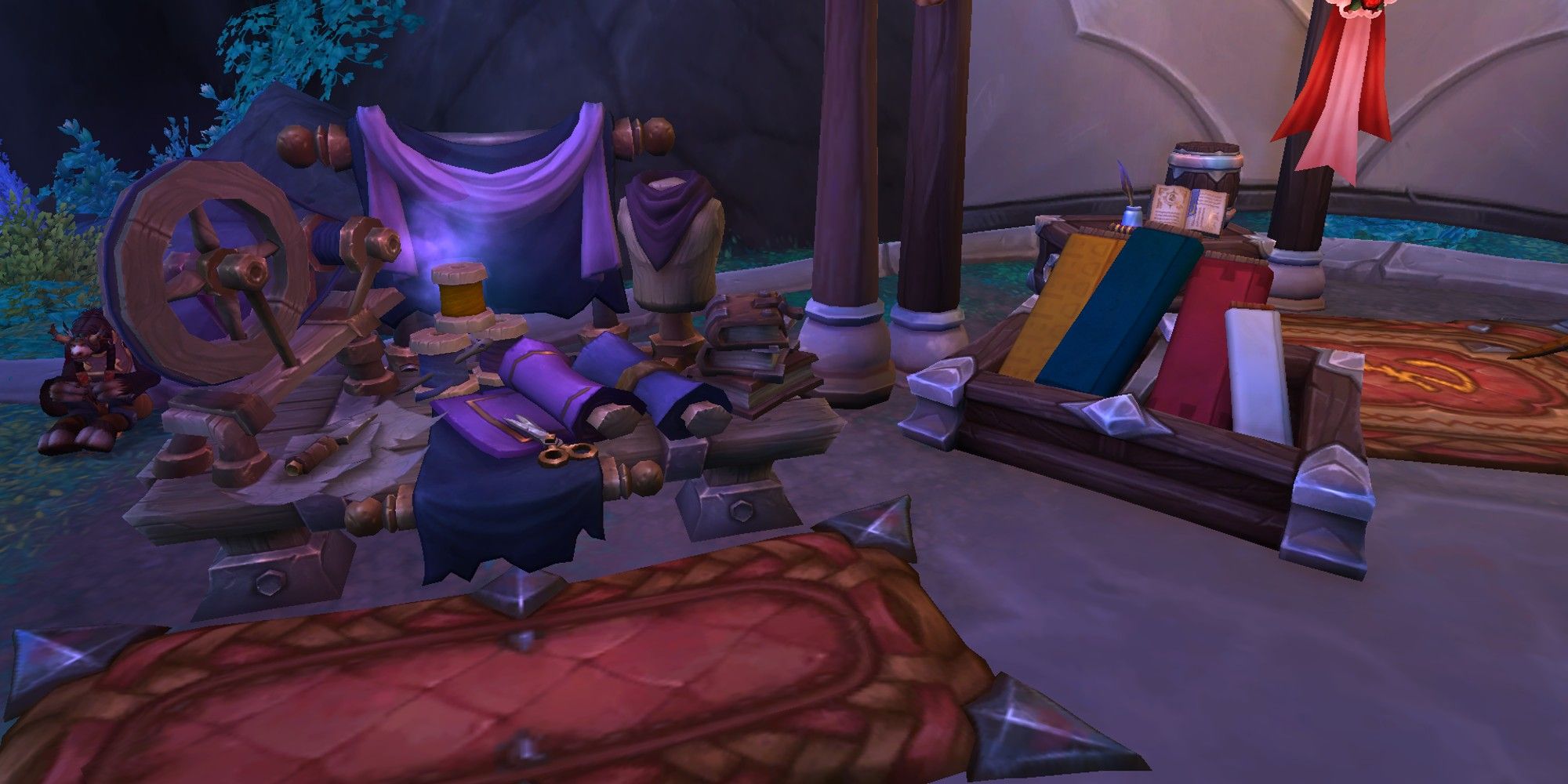 The Tailor's Work Table workstation in Valdrakken in World of Warcraft.