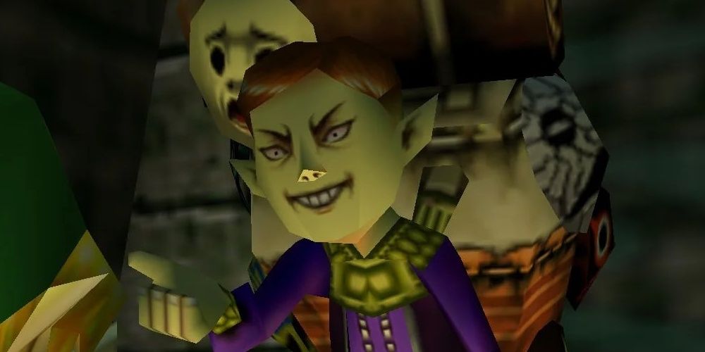 The Happy Mask Salesman being not so happy with Link in Majora's Mask the video game