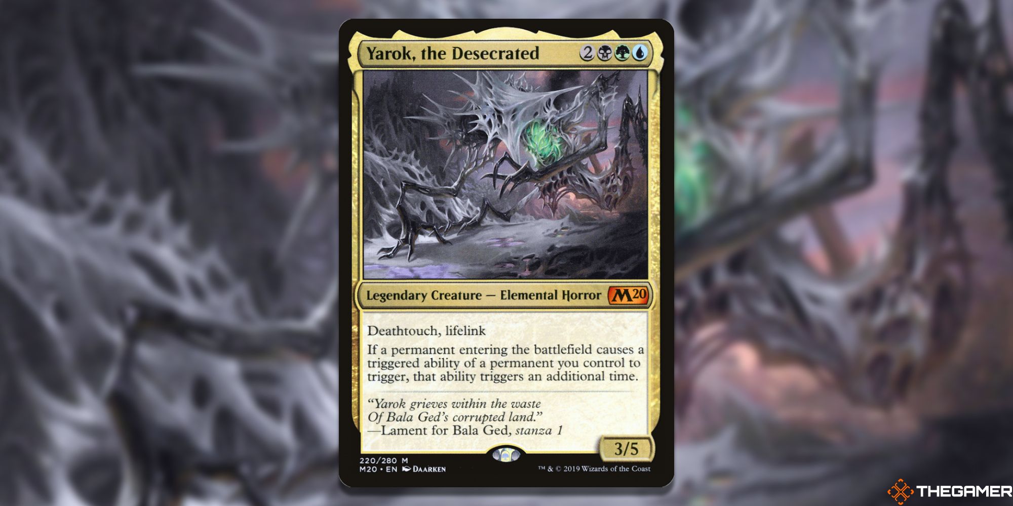 Image of the Yarok the Desocrated card in Magic: The Gathering, with art by Daarken