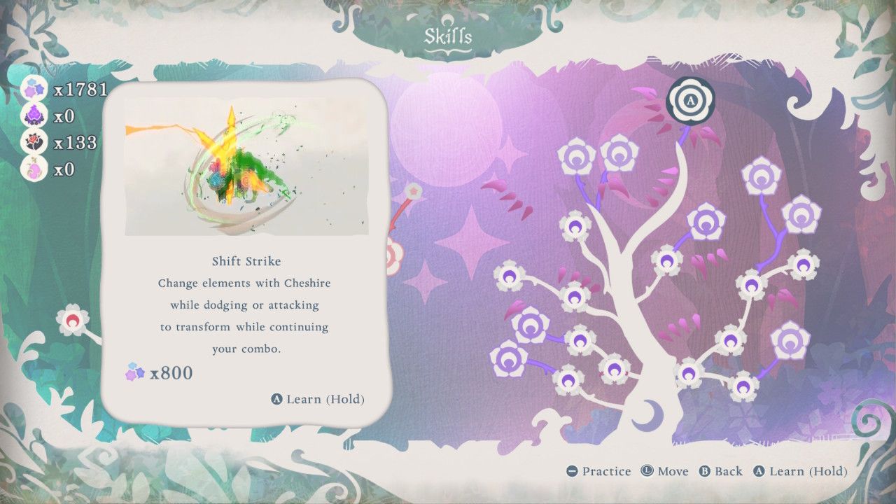Cheshire's Skill Tree In Chapter 6 Featuring Shift Strike