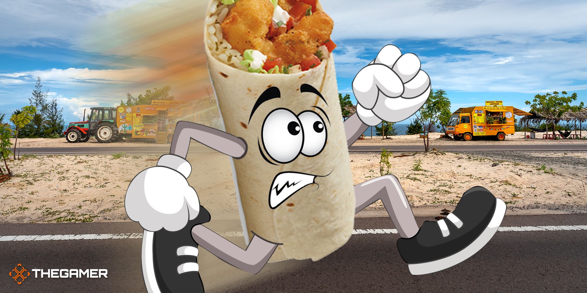 A cartoon Burrito Speedrunning