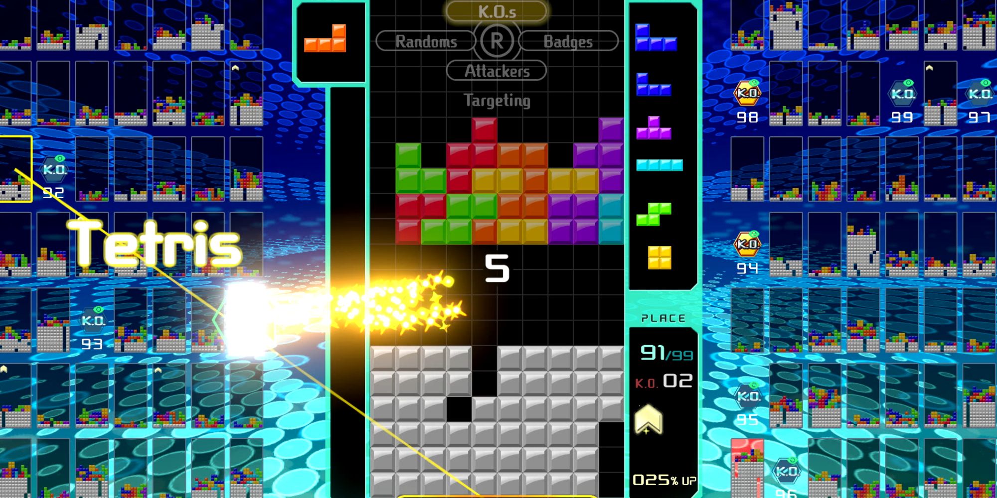 A match of Tetris 99 on Nintendo Switch Online