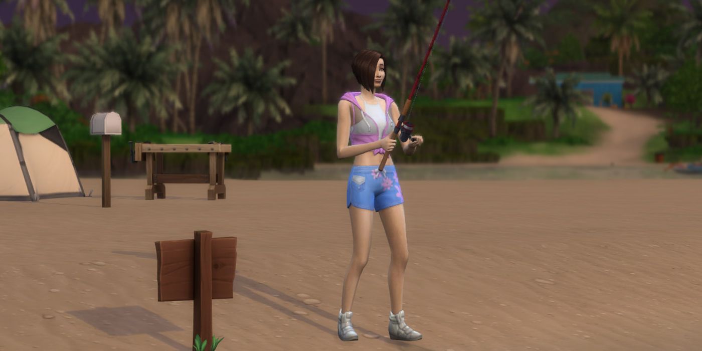 A Sim fishing on Sulani