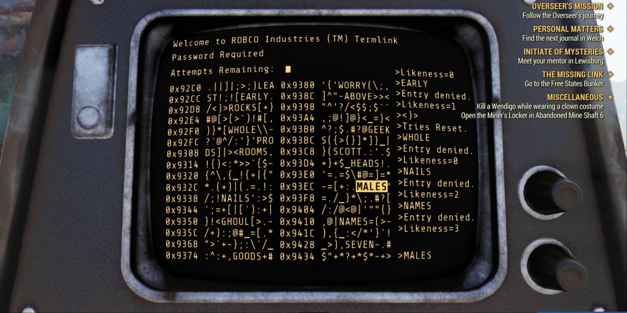 A terminal in Fallout 76