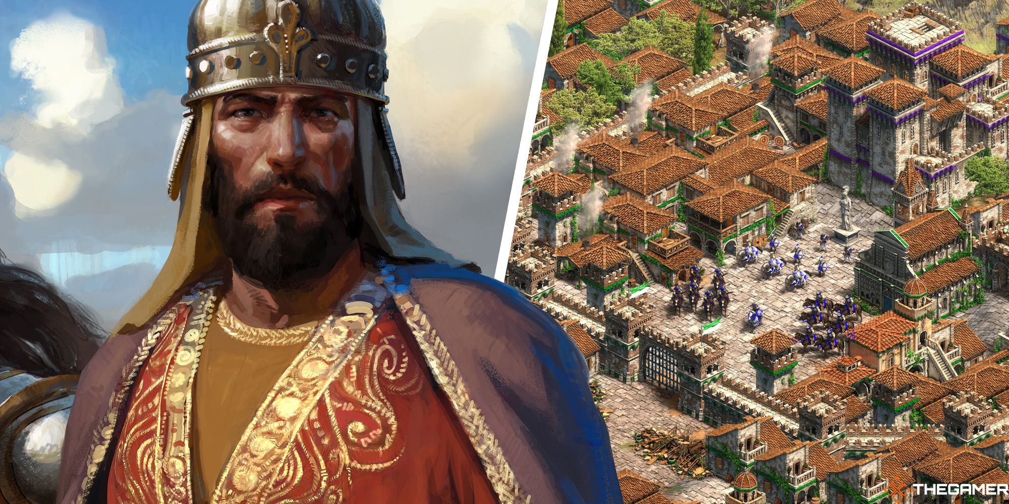 A king and a city in Age of Empires 2