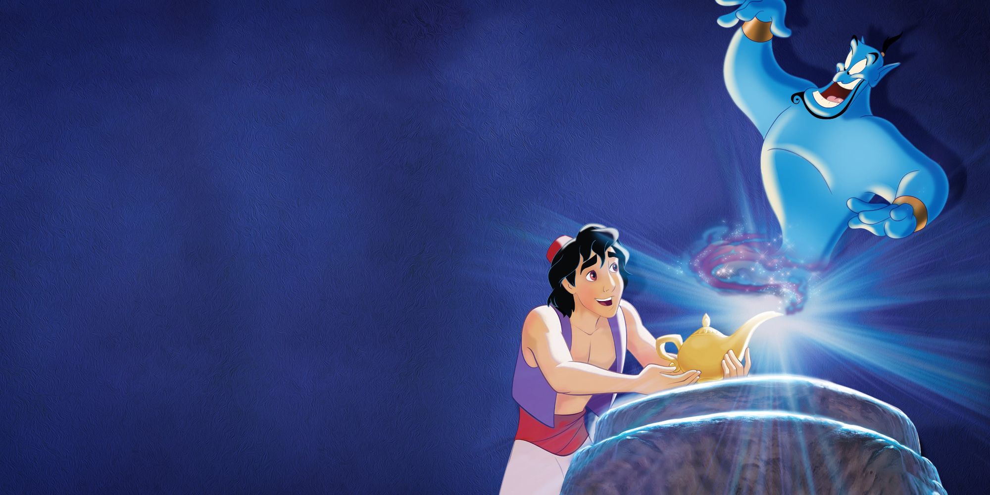 Aladdin and his lamp as genie appears
