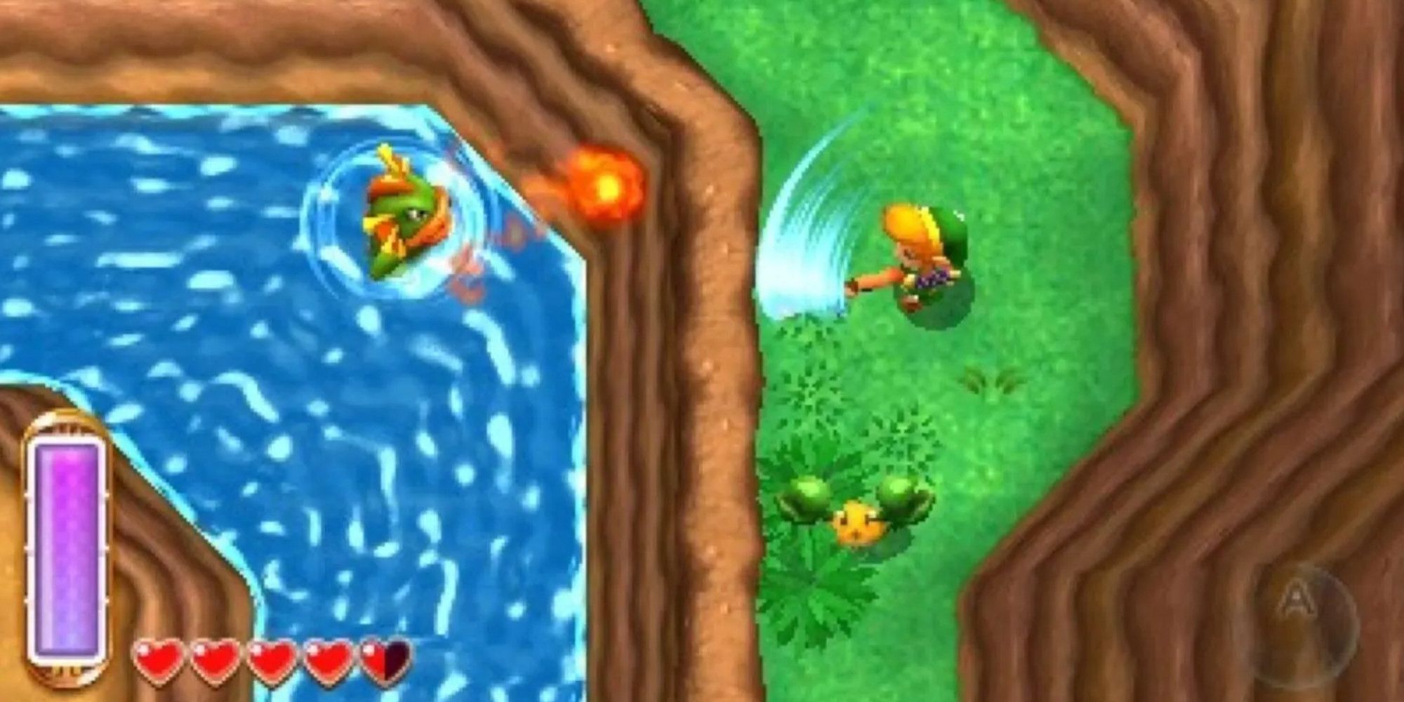 Link in the fish fight in The Legend of Zelda: A Link Between Worlds