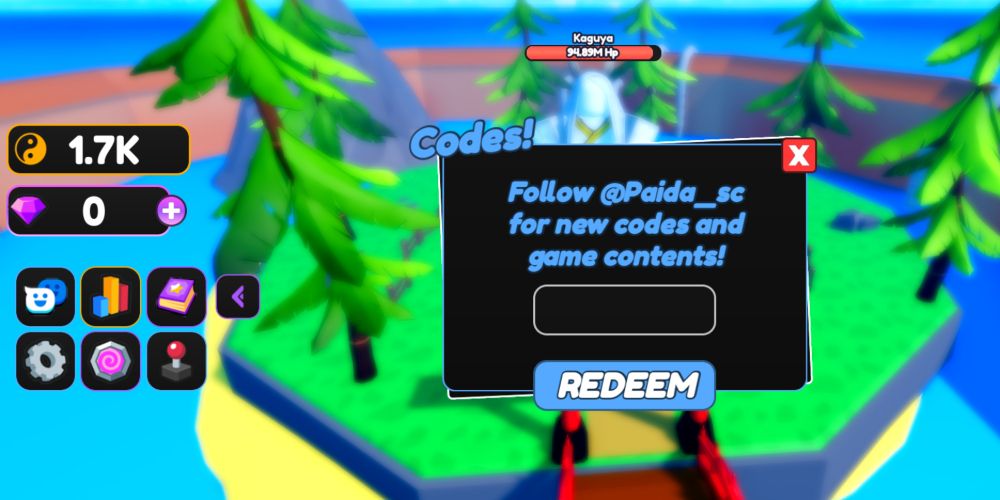 the code redemption screen from Roblox's Anime Star Simulator