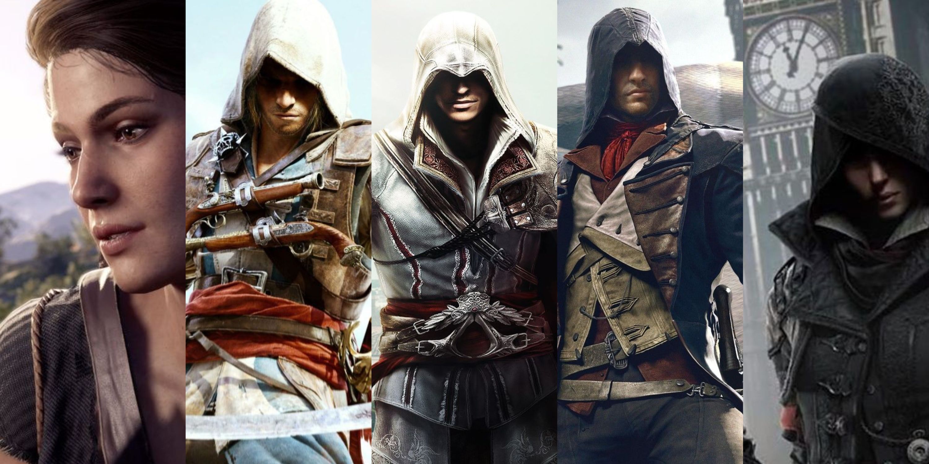 Assassin's Creed First And Last Line Split Image of Protagonists