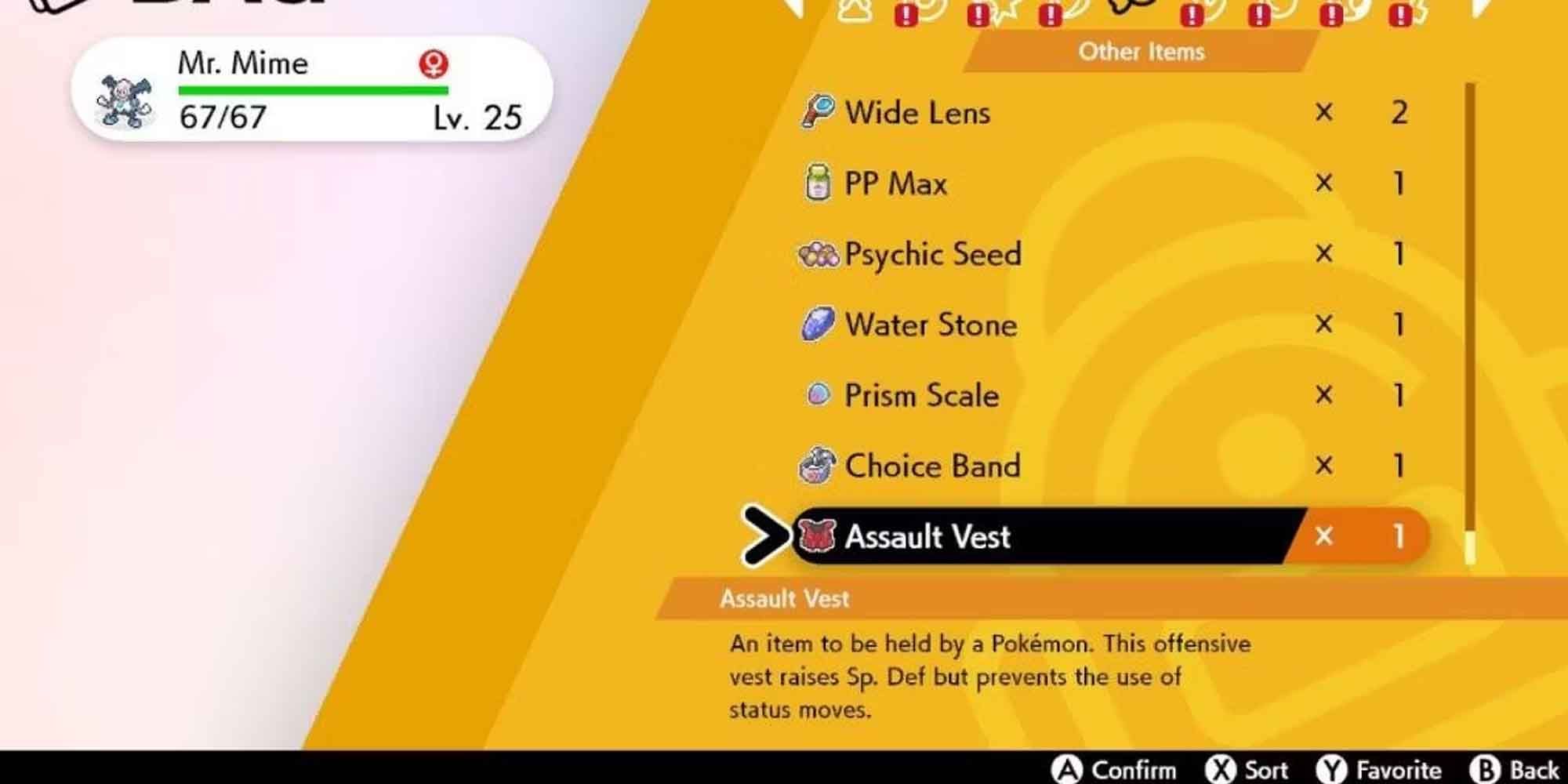 The Assault Vest Held Item in Pokemon Sword