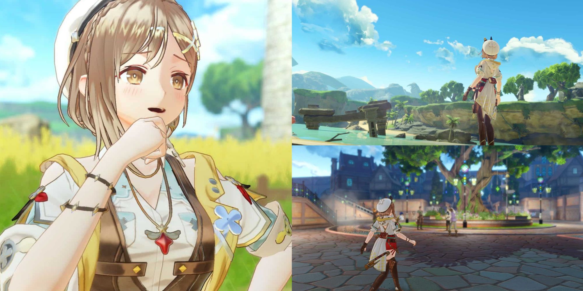 A collage of images of Ryza exploring the various regions present in Atelier Ryza 3: Alchemist of the End & the Secret Key