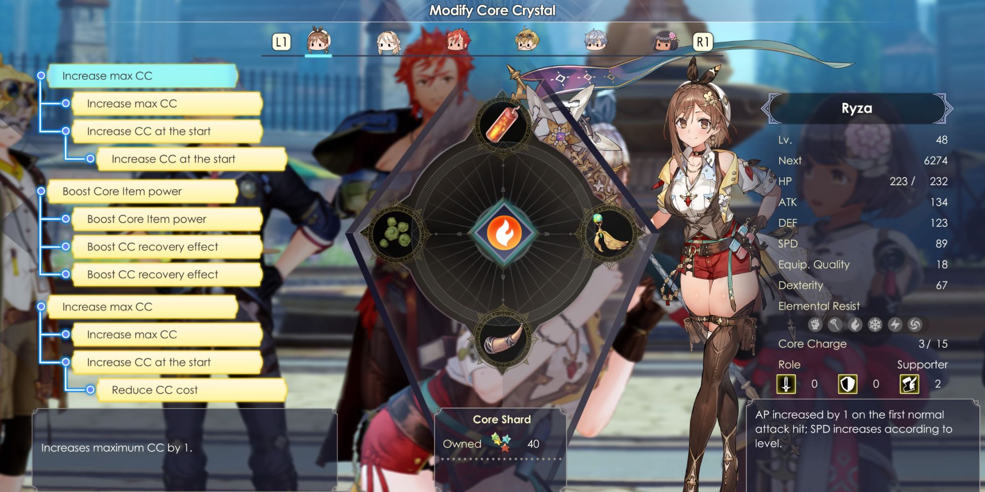 An image that shows off a maxed-out Core Crystal in Atelier Ryza 3: Alchemist Of The End & The Secret Key