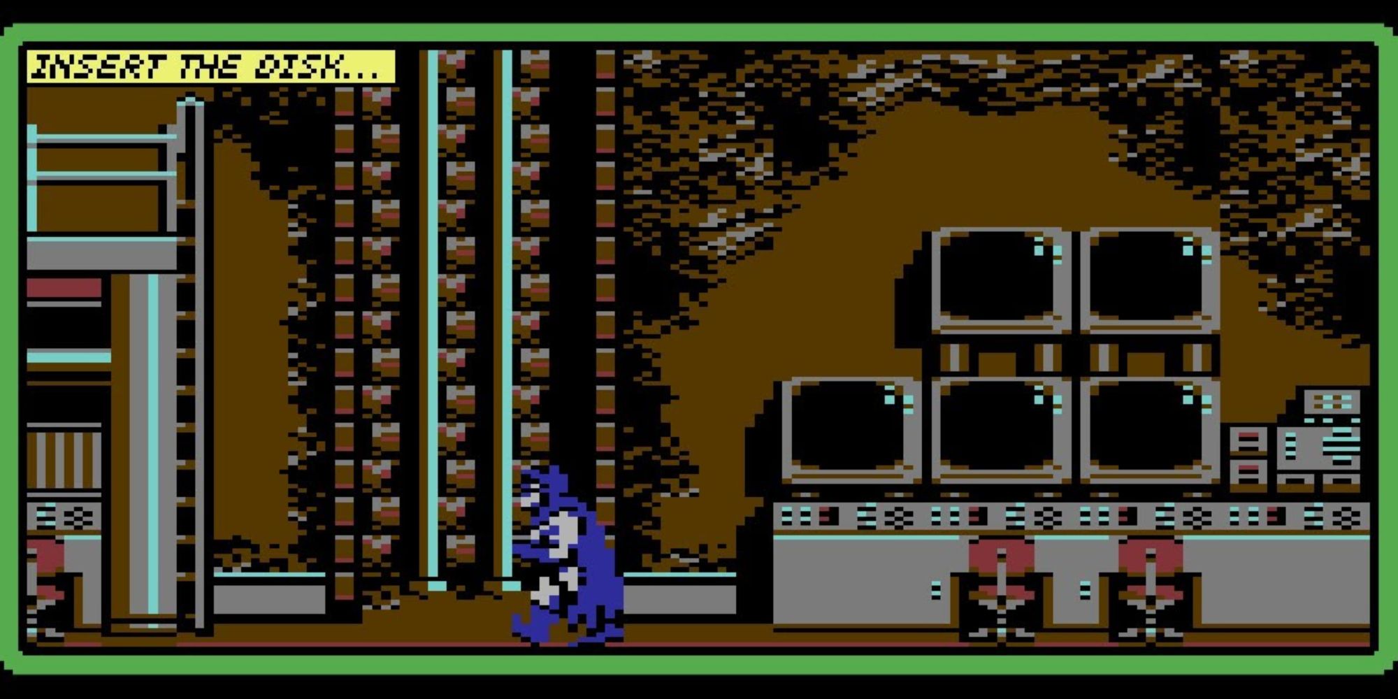 a screenshot of Batman The Caped Crusader Game featuring Batman in the Batcave