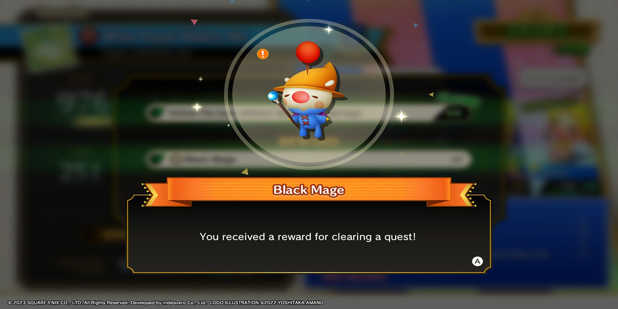 A player receives a Black Mage moogle style after completing a quest in Theatrhythm: Final Bar Line.