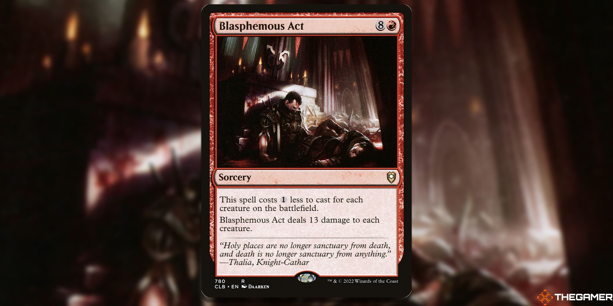 Image of the Blasphemous Act card in Magic: The Gathering, with art by Daarken