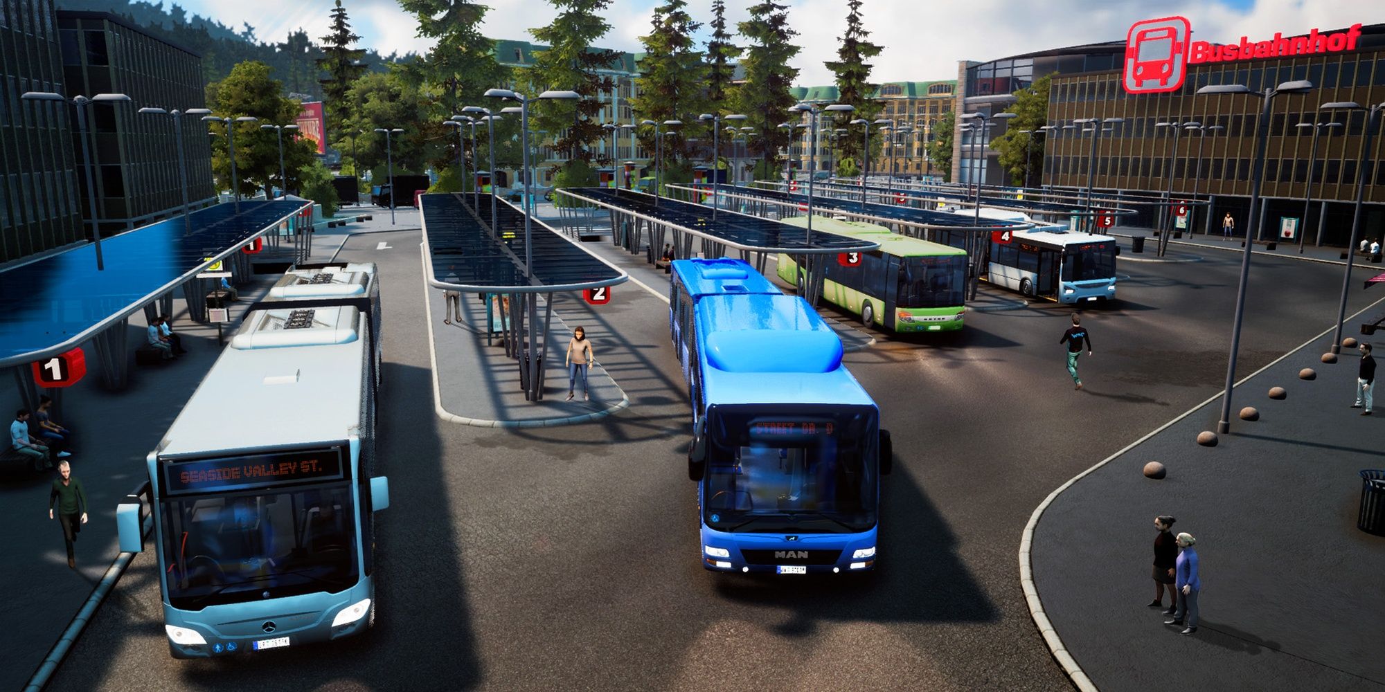 Bus Simulator 18: A Fleet Of Buses Waiting In The Station